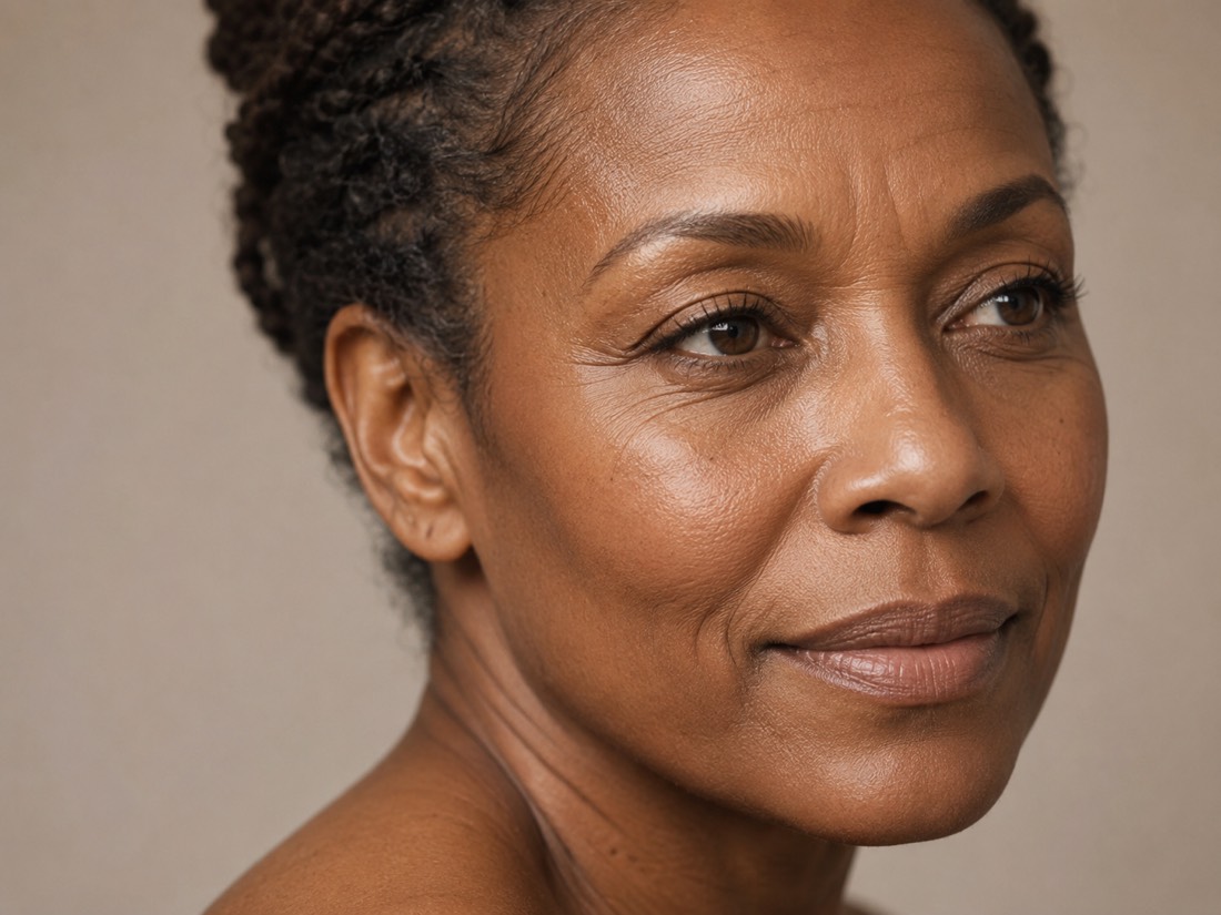 Close-up of skin texture and tone