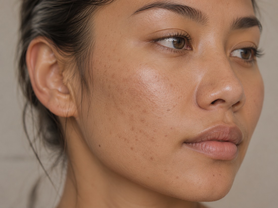 Close-up of skin texture and tone
